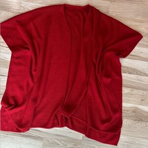 OS Alpaca Fina Red Open Front Cardigan Poncho Peru Alpaca Wool Boho Cozy Wrap